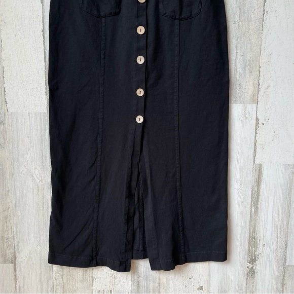Free People Beach The Hamptons Black Button Front Midi Dress Size XS - Picture 5 of 9